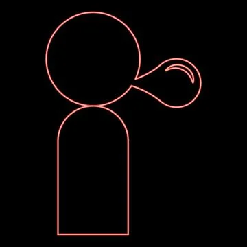 Neon man blowing bubble gum red color vector illustration image flat style Stock Illustration