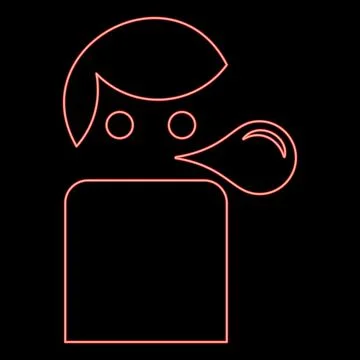 Neon man blowing bubble gum red color vector illustration image flat style Stock Illustration