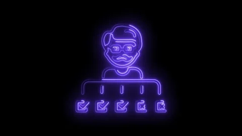 Neon man character with checklist showing correct and incorrect answers choices Stock-Footage 330776402