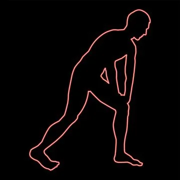 Neon man doing exercises for warm up sport action male workout silhouette bef Stock Illustration