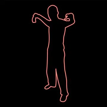 Neon man with sword machete Cold weapons in hand military man Soldier Servi.. Stock Illustration