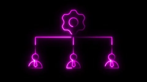 Neon management structure flowchart animation Isolated on Black Background Stock Footage 321194115