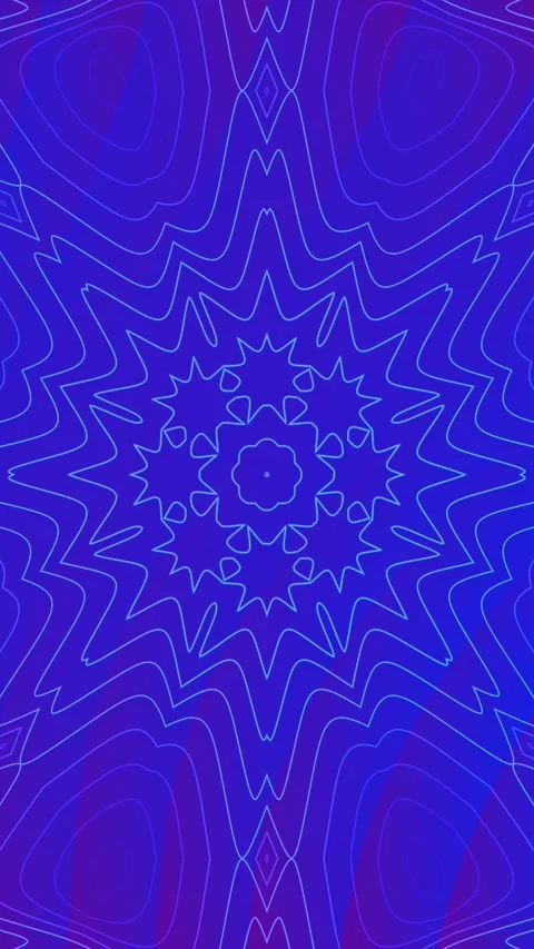 Neon mandala background, floral pattern with  purple and blue lines in optical Stock Footage 313089458