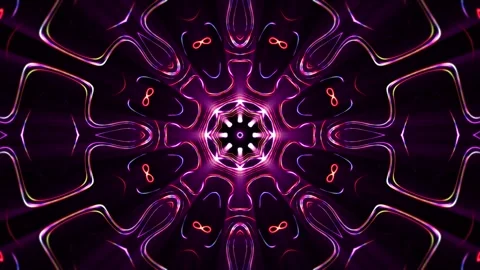 Neon mandala with glowing lines and symmetrical geometric light pattern Stock Footage 319117510