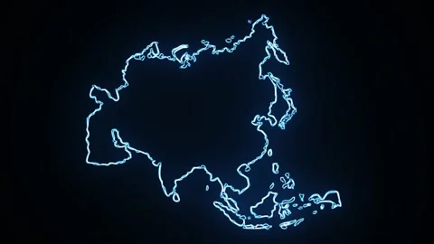 Neon Map of Asia, Asia outline, Animated close up map of Asia Stock Footage 148922341