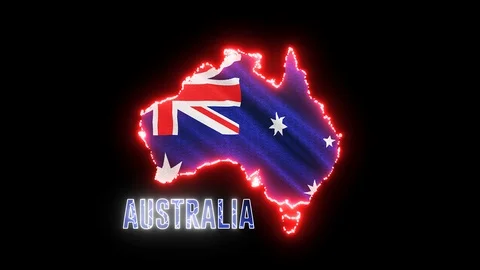 Neon map of Australia continent. Stock Footage 114120023