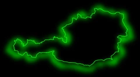 Neon map of Austria, illustration Stock Illustration