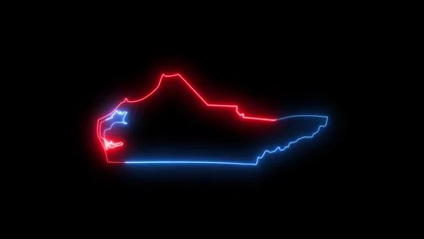 Neon map of Crimea with red and blue light effect. Stockbeeldmateriaal 333081208