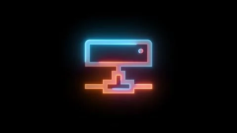 Neon map drive icon brown cyan color glowing animation black background Stock Footage 266823523