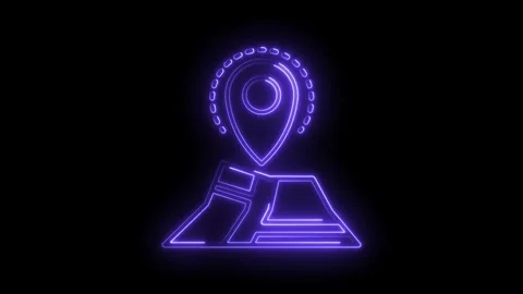 Neon map pointer futuristic location technology navigational interface rout.. Stock Footage 316673401