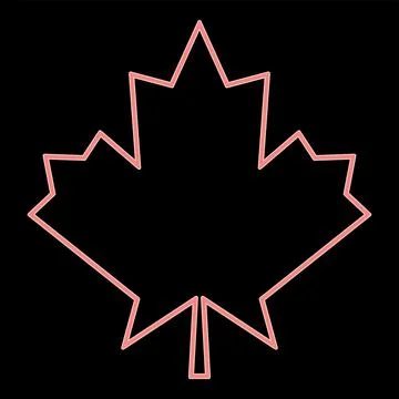 Neon maple leaf the red color vector illustration flat style image Stock Illustration