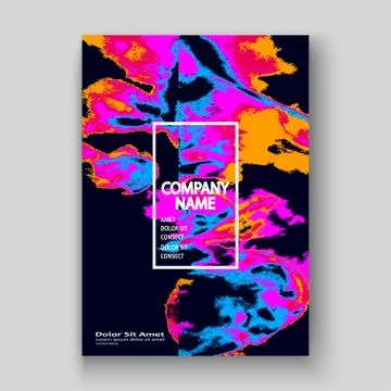 Neon marble texture explosion paint splatter artistic cover frame design. Dec Illustrazione stock
