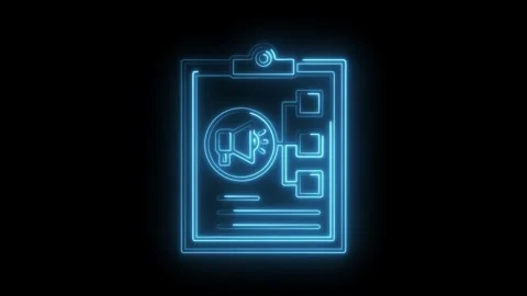 Neon marketing strategy plan presentation on clipboard with flowchart conne.. Stock Footage 312319651