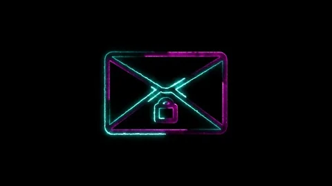 Neon massage box icon with loock icon concept. Send Email icon and Receive .. Stock Footage 293482777