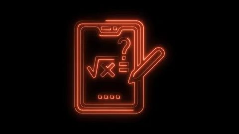 Neon math app concept for education and mobile learning with a question mark Stock Footage 322971114