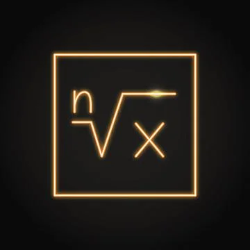 Neon math powers and roots icon in line style 스톡 일러스트