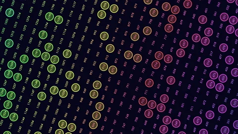 Neon mathematics symbols pattern in rows Stock-Footage 202048694