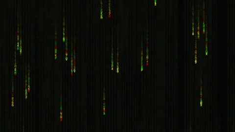 Neon matrix digital motion background with glowing data streams Video stock 339191944