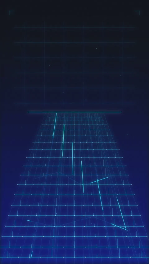 Neon matrix grid cyber loop background Stock Footage 346642848
