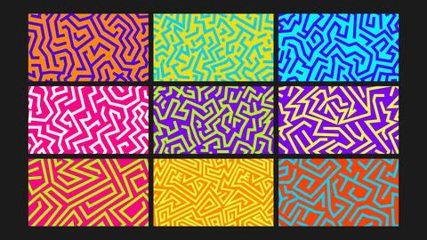Neon maze abstract background Set Stock Illustration