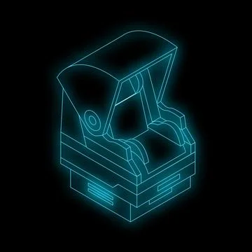 Neon mechanical keyboard switch glowing in the dark Stock Illustration