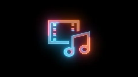 Neon media icon brown cyan color glowing animation black background Stock Footage 269721453
