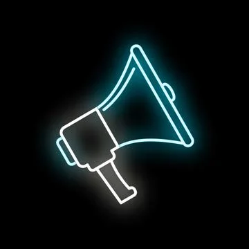 Neon megaphone communicating important message through digital marketing Stock Illustration