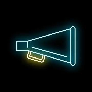 Neon megaphone communicating important message through sound Stock Illustration