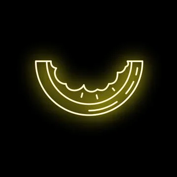 Neon melon fruit slice glow icon Stock Illustration