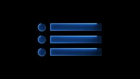 Neon menu button icon. Glowing neon line animation on black background. Stock Footage 300537580