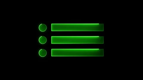 Neon menu button icon. Glowing neon line animation on black background. Stock Footage 300537591