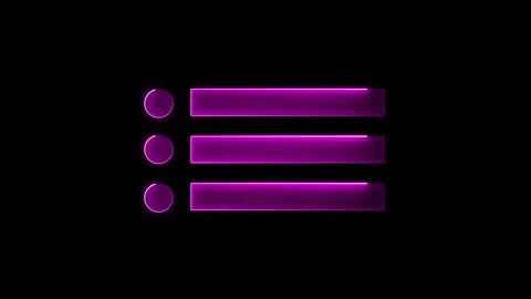 Neon menu button icon. Glowing neon line animation on black background. Stock Footage 300537606