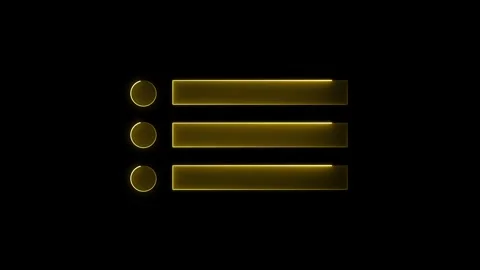 Neon menu button icon. Glowing neon line animation on black background. Stock Footage 300537608