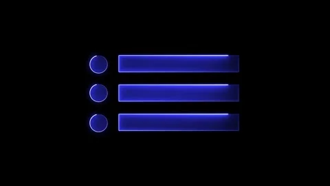 Neon menu button icon. Glowing neon line animation on black background. Stock Footage 300537619