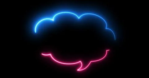 Neon message cloud-shaped text box in black. Chatting speech bubble round-s.. Stock Illustration