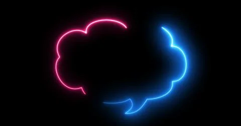 Neon message cloud-shaped text box in black. Chatting speech bubble round-s.. Stock Illustration