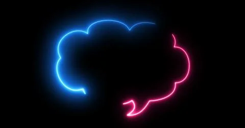 Neon message cloud-shaped text box in black. Chatting speech bubble round-s.. Stock Illustration