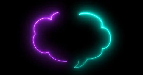 Neon message cloud-shaped text box in black. Chatting speech bubble round-s.. Stock Illustration