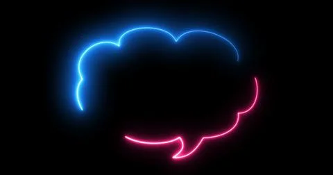 Neon message cloud-shaped text box in black. Chatting speech bubble round-s.. Stock Illustration