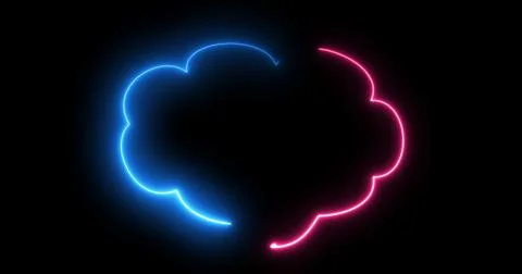 Neon message cloud-shaped text box in black. Chatting speech bubble round-s.. Stock Illustration