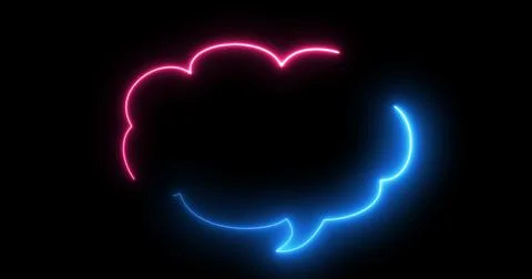 Neon message cloud-shaped text box in black. Chatting speech bubble round-s.. Stock Illustration