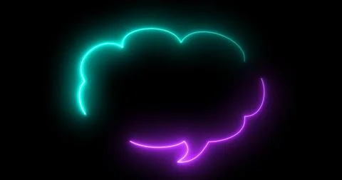 Neon message cloud-shaped text box in black. Chatting speech bubble round-s.. Stock Illustration