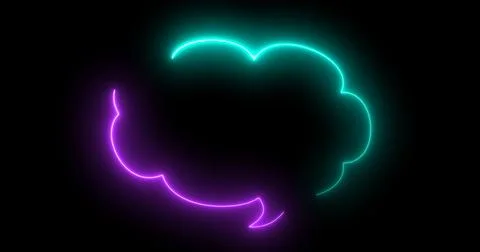 Neon message cloud-shaped text box in black. Chatting speech bubble round-s.. Stock Illustration