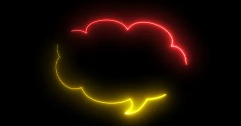Neon message cloud-shaped text box in black. Chatting speech bubble round-s.. Stock Illustration