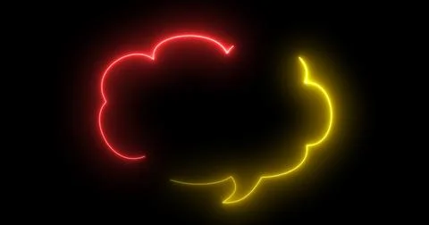 Neon message cloud-shaped text box in black. Chatting speech bubble round-s.. Stock Illustration