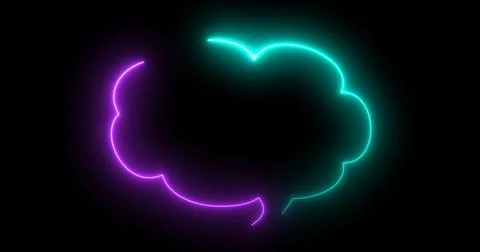 Neon message cloud-shaped text box in black. Chatting speech bubble round-s.. Stock Illustration
