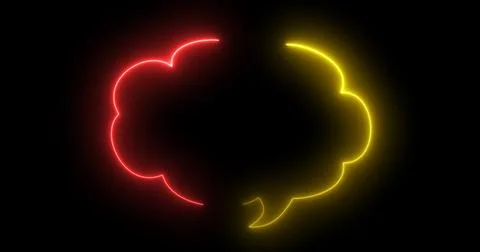 Neon message cloud-shaped text box in black. Chatting speech bubble round-s.. Stock Illustration