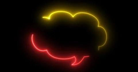 Neon message cloud-shaped text box in black. Chatting speech bubble round-s.. Stock Illustration