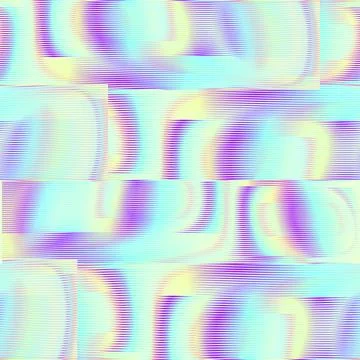 Neon meta seamless pattern with striped moire abstract shapes. Stock Illustration