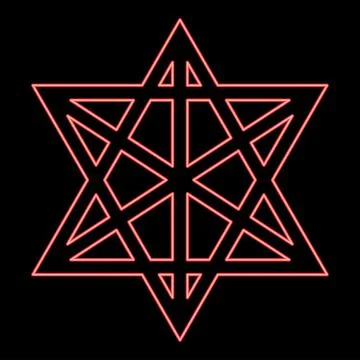 Neon metatron cube Sacred geometry red color vector illustration image flat s Stock Illustration